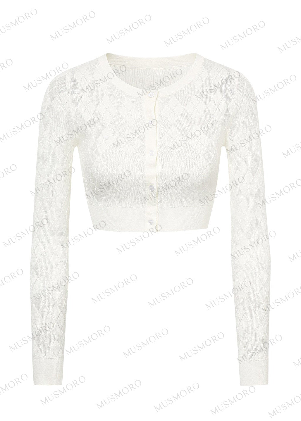 Milky white cropped cardigan with matching open-back halter top