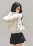 lambswool hooded jacket women, british style winter coat, ivory fur hood jacket, brown plush winter jacket, edelweiss fur coat, warm long sleeve winter top, korean winter hooded coat, fw25 plush jacket, lambcore hooded coat women
