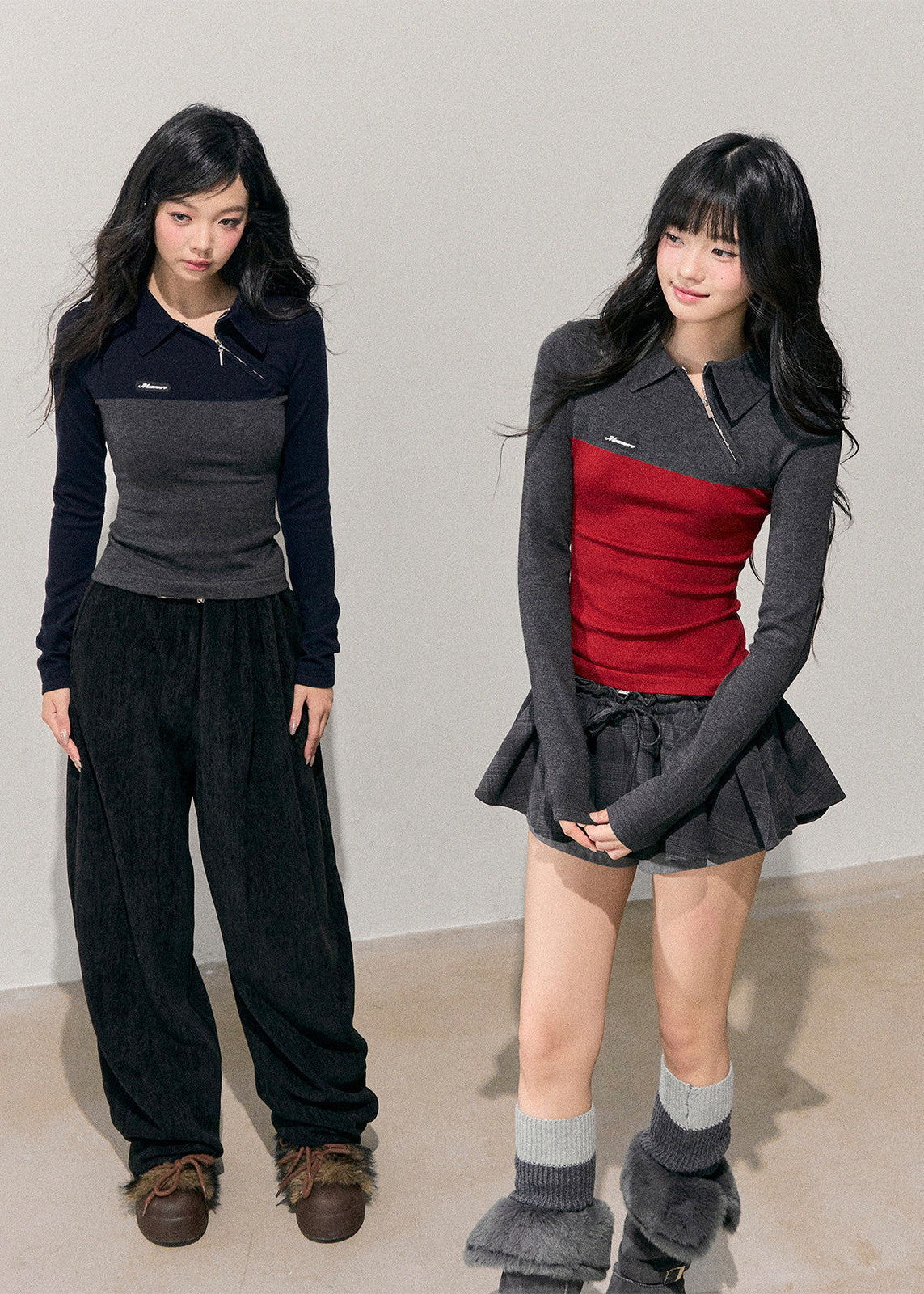 women knit top, slim polo top, long sleeve knit shirt, korean style top, feminine knitwear, autumn winter top, polo collar knit, slimming top women, stretch knit shirt, casual knit top, soft feminine top, layered winter top, everyday knitwear, stylish women top, minimal knit top, korean fashion women, fall winter clothing, waist slimming top, modern knit shirt, chic knit top