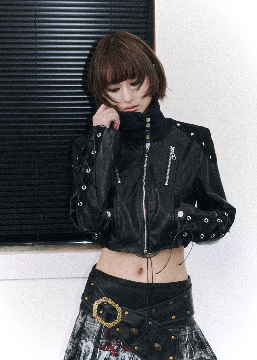 leather jacket women, cropped leather jacket, biker jacket women, grunge outfit women, edgy outfit women, street style jacket, punk style clothing, y2k edgy outfit, alternative fashion women, black leather jacket, cropped biker jacket, urban streetwear women, statement jacket women, fitted leather jacket, rebellious fashion outfit, underground fashion women, dark aesthetic outfit, edgy streetwear women, zip jacket women, modern punk fashion