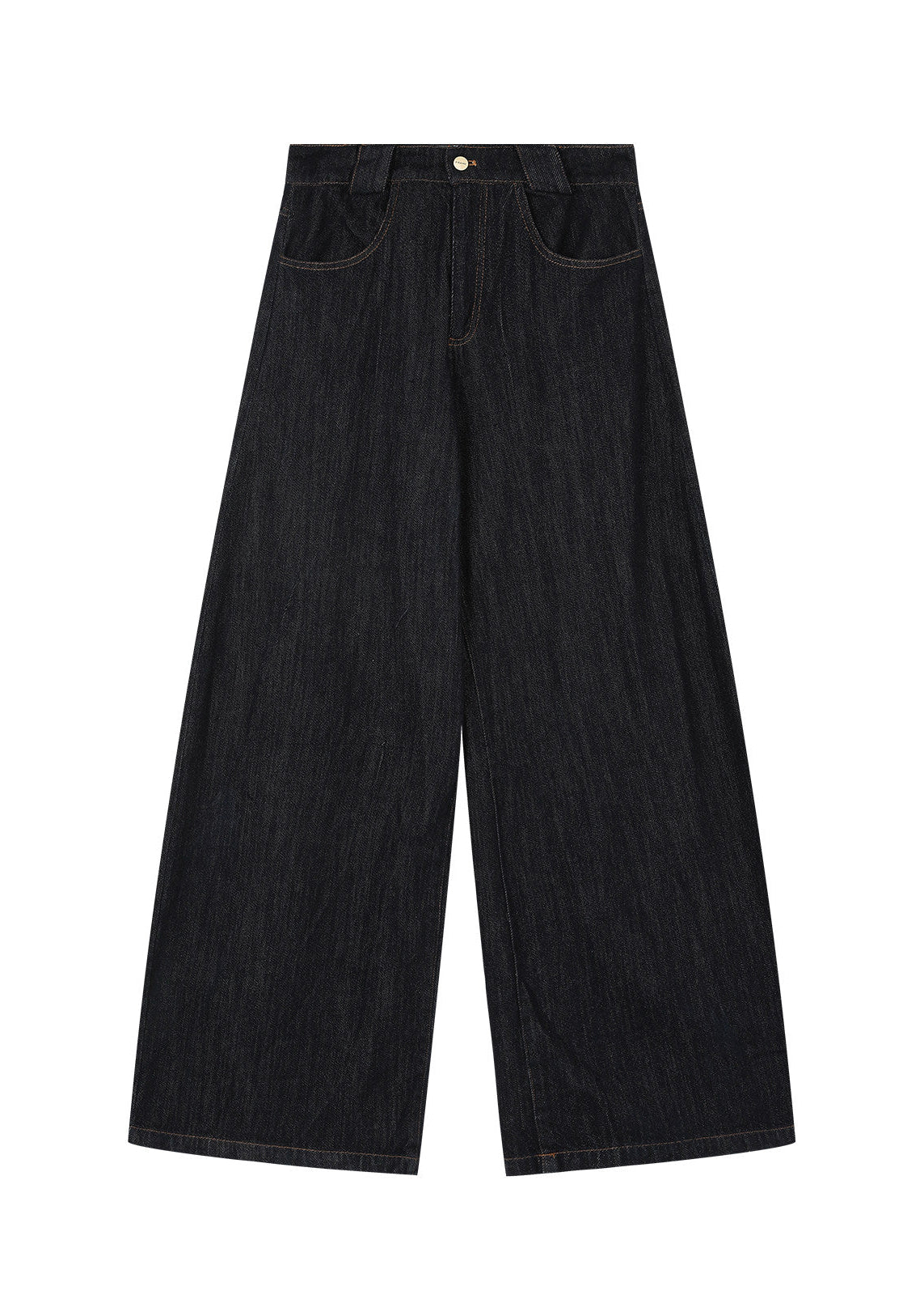 Korean-style wide-leg jeans with contrast stripe detailing