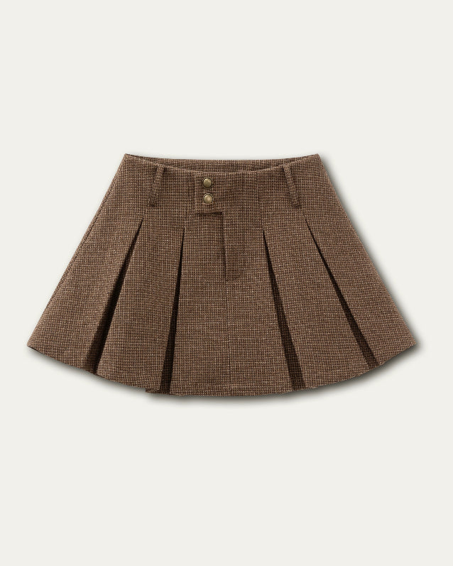 SunsetPark two-piece set, houndstooth jacket and skirt, reversible winter jacket, vintage college outfit, girly pleated skirt set, Korean preppy fashion, warm autumn outfit women, retro plaid set, soft cozy Korean style, houndstooth pleated skirt, reversible campus jacket, cute winter matching set, feminine vintage style clothing