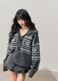 AOMALM cardigan, Fair Isle knit sweater, Korean winter cardigan, horn button sweater, Nordic knit jacket, women wool cardigan, winter knitwear women, soft feminine cardigan, Korean aesthetic sweater, vintage knit cardigan, cozy winter top, Fair Isle pattern sweater, layered winter outfit, women knit jacket, autumn winter cardigan, feminine knit top, Korean style knitwear