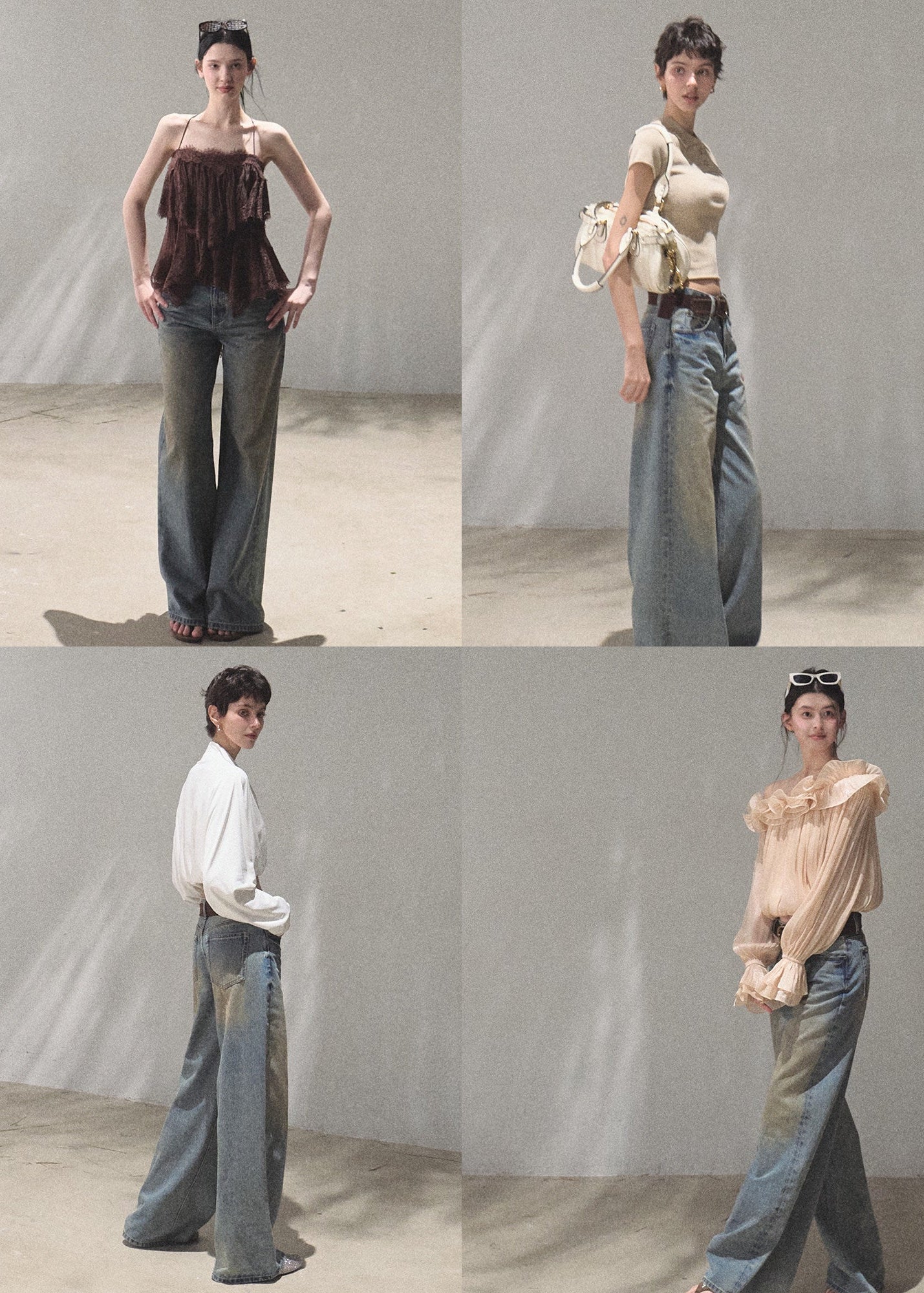 oakmoo jeans, wide leg jeans women, loose straight leg jeans, vintage wash denim, korean minimal fashion, relaxed denim pants, summer jeans women, high waist wide leg jeans, cotton denim jeans, casual city outfit, quiet luxury denim, washed blue jeans