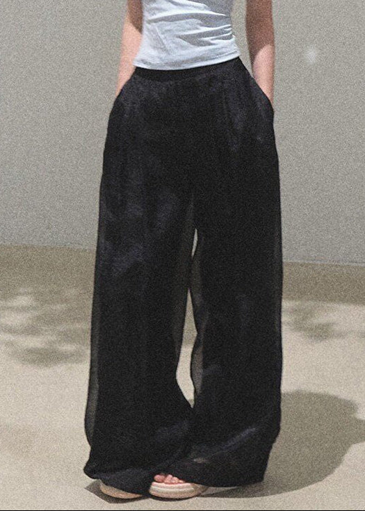 oakmoo pants, mesh wide leg pants, ivory wide leg pants, korean minimal fashion, resort pants women, loose straight leg pants, drapey summer pants, quiet luxury pants, lightweight summer trousers, old money style pants, airy vacation pants, relaxed wide leg pants