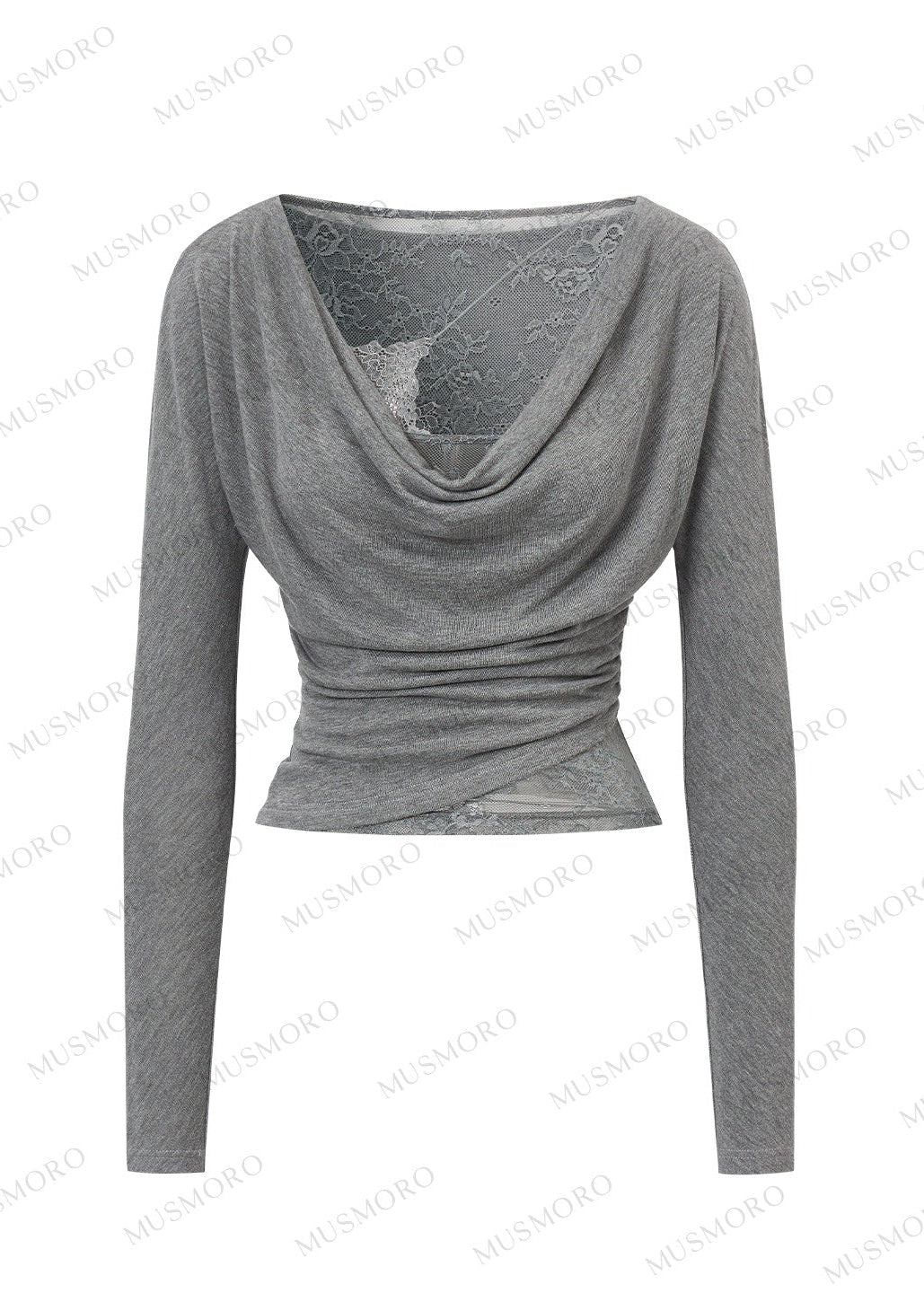 Elegant draped neck top styled with black wide-leg denim jeans