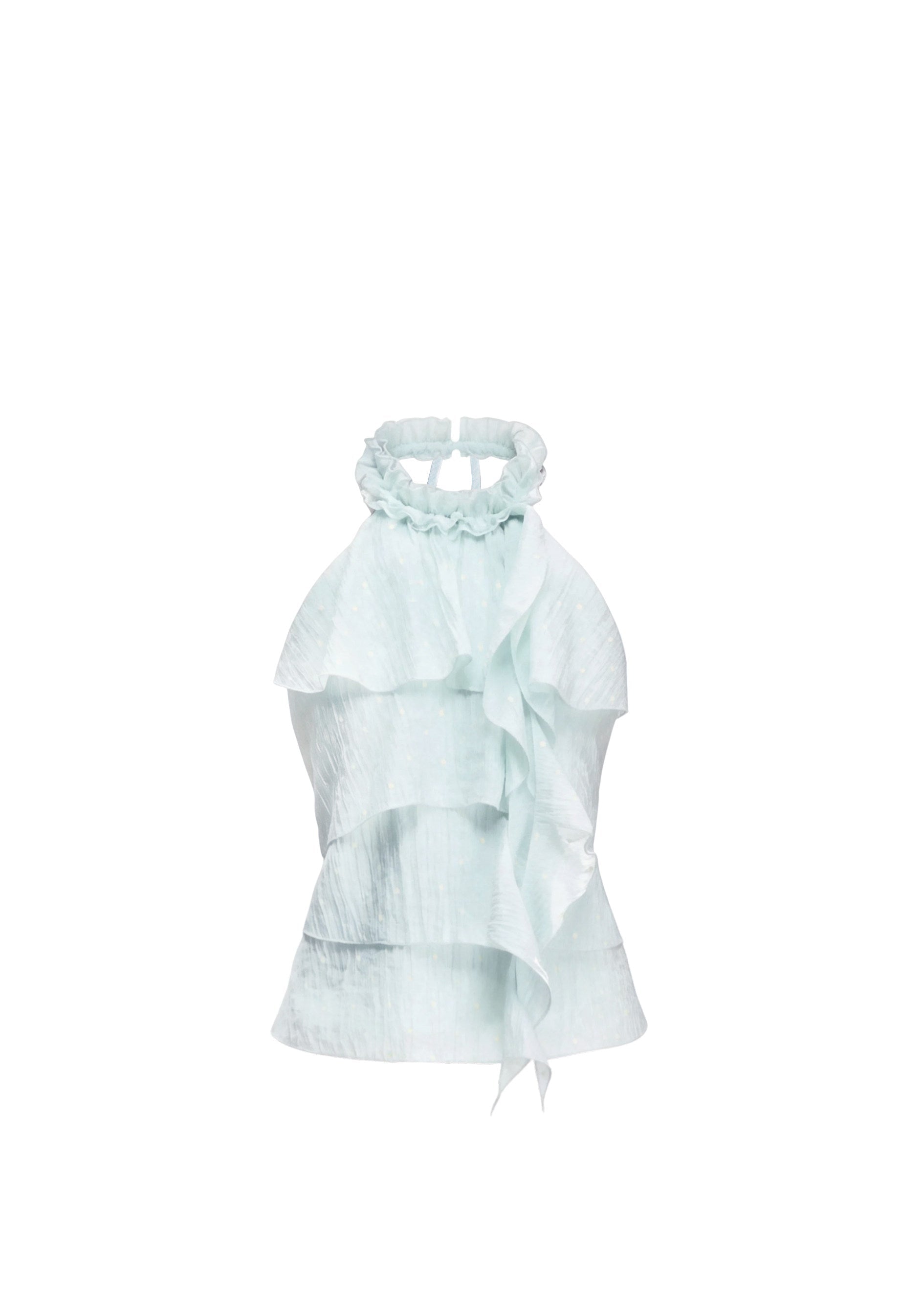 fragileheart top, mint halter camisole, ruffle camisole top, korean feminine top, mint green summer top, polka dot cami, sweet korean fashion, ruffled halter top, soft girl camisole, summer cami top, feminine resort top, cute mint top