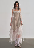 JNYLON layered sundress women, Korean romantic fairy dress, irregular embroidery slip dress, stylish Korean fashion maxi dress, natural beauty layered dress women, trendy Korean street romantic outfit, embroidered lace sundress Korean style, lightweight spring layered dress women, chic natural aesthetic dress, Korean fashion fairycore dress, modern Korean feminine sundress