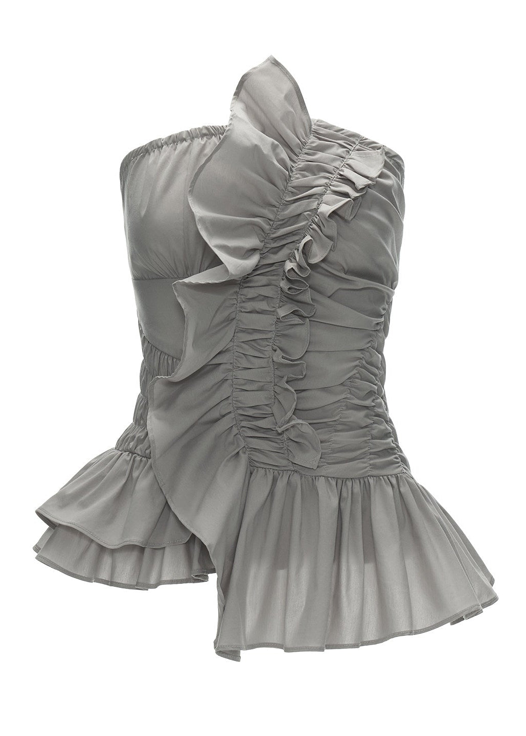 Ruched grey tube top with Y2K styling