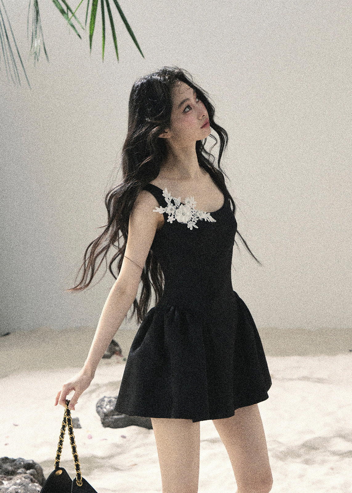 aomalm dress, black mini dress, floral lace dress, french floral dress, korean feminine dress, wisteria mini dress, puffy skirt dress, jacquard mini dress, black romantic dress, lace applique dress, feminine summer dress, elegant korean fashion