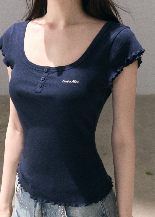 Lightweight wool-blend tee in deep navy