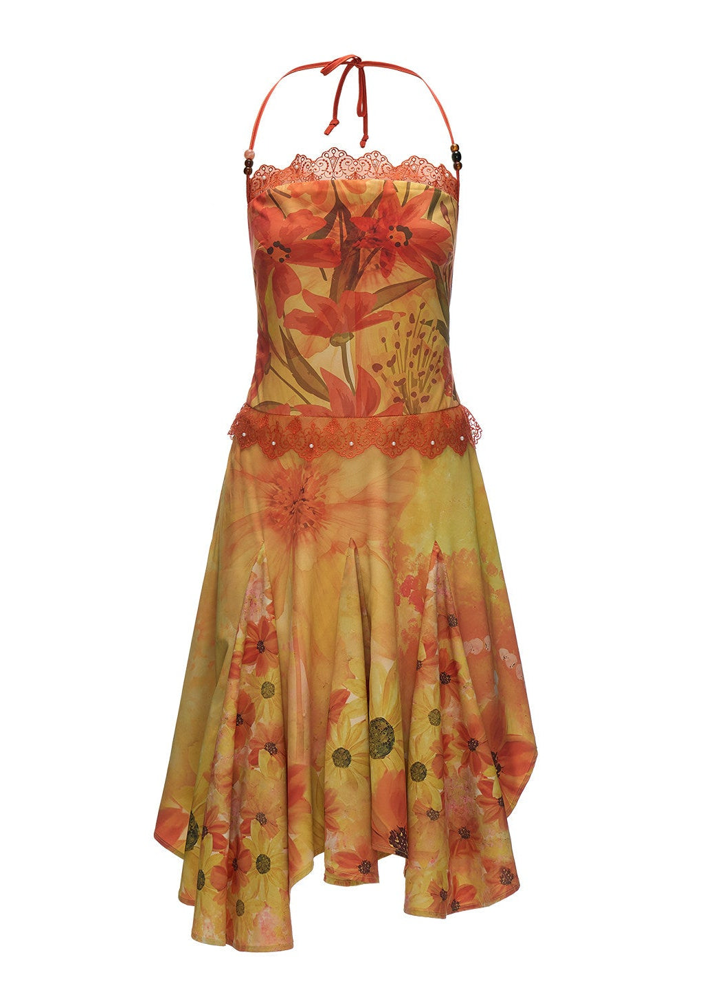 halter dress women, floral midi dress, summer resort dress, beach outfit women, summer outfit ideas, vacation dress women, aesthetic summer dress, boho summer dress, lightweight midi dress, chic summer outfit, flowy dress women, vibrant floral dress, travel outfit women, stylish summer dress, casual beach dress, trendy summer outfit, feminine summer dress, warm tone dress, statement summer dress, holiday outfit women

