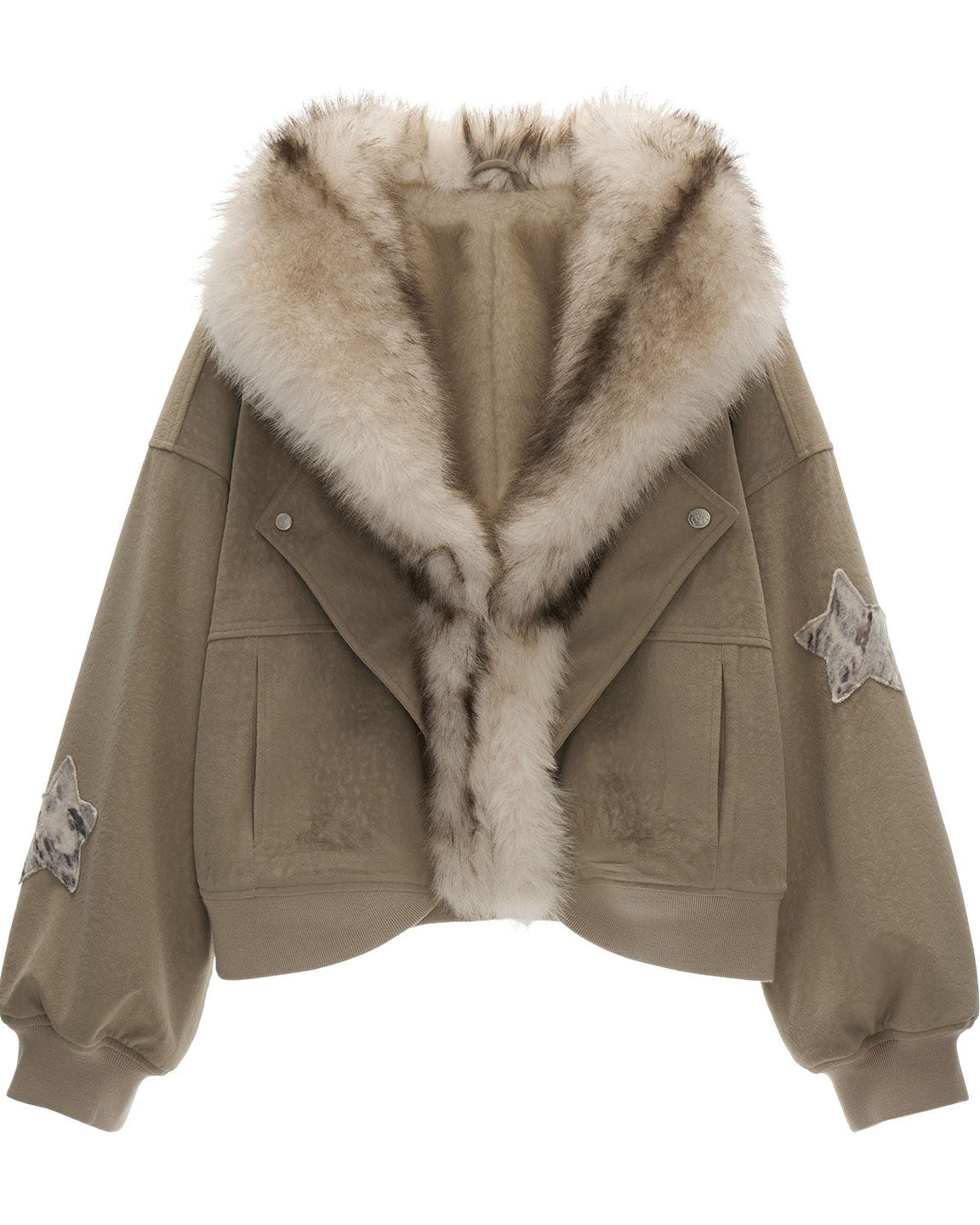fake two piece jacket women, nubuck suede jacket, fleece street jacket, y2k high fashion outerwear, oversized lapel jacket, loose fit winter jacket, street style suede jacket, trendy autumn winter jacket, deconstructed jacket women, fashion fleece outerwear, mamc jacket style, statement street jacket, high end casual jacket, y2k streetwear women, unique design jacket