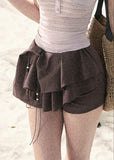 aomalm skort, ruffle skort women, cascading pleat skirt, french ruffle skirt, korean feminine skort, summer mini skort, cake layer skirt, culotte skirt women, romantic short skirt, layered ruffle skort, feminine korean fashion, seaside summer outfit