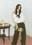 off shoulder ruffle top, cotton lace blouse, embroidered cotton top, Korean feminine blouse, white ruffle blouse, cake ruffle top, lace trim top, romantic summer blouse, playful off shoulder top, pure cotton blouse, feminine vacation top, cottagecore blouse, soft girl summer top, ruffle sleeve blouse, elegant casual top