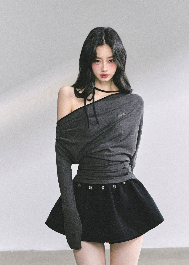 korean halterneck top, korean off shoulder top, hot girl pink top, korean streetwear women, autumn long sleeve halter shirt, korean slim fit t shirt, seoul fashion top, kfashion off shoulder shirt, pink halter knit top, korean style cute top, off shoulder long sleeve korean, hot girl fall outfit, ribbon neck korean top, slim waist korean tee, soft pink korean fashion