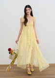 Romantic Fly-Sleeve Ruffle Long Dress