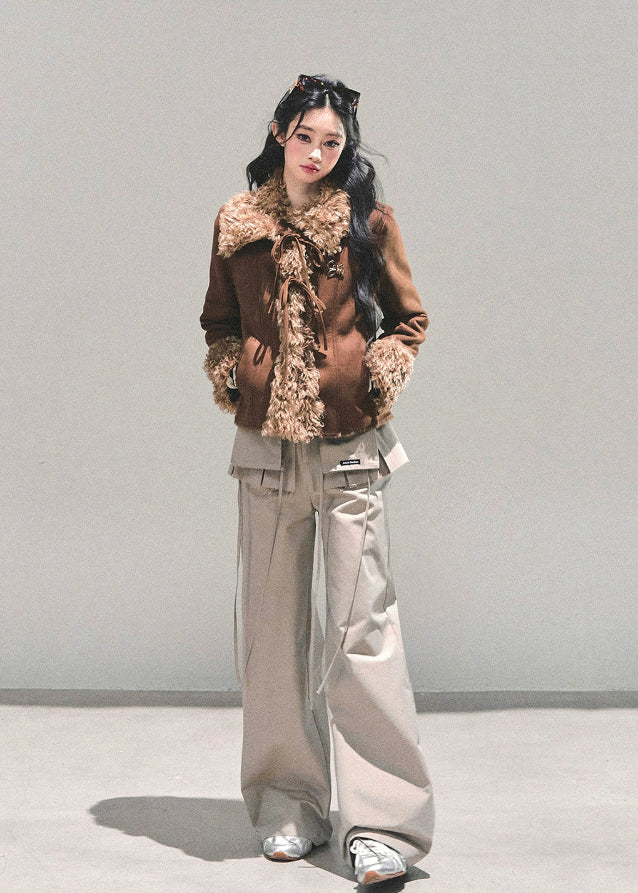 wide leg cargo pants women, bf style trousers, lazy style pants, american street fashion pants, autumn winter wide pants, oversized cargo trousers, utility design pants, korean streetwear bottom, baggy cargo pants women, fw25 fashion
