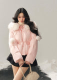 short down jacket women, white duck down coat, winter puffer jacket women, hooded down jacket women, korean minimal outerwear, elegant winter down coat, premium women down jacket, aomalm down style, feminine winter jacket, lightweight warm coat women, refined winter outerwear, understated luxury winter wear, modern women puffer, cozy winter jacket women, daily winter essential
