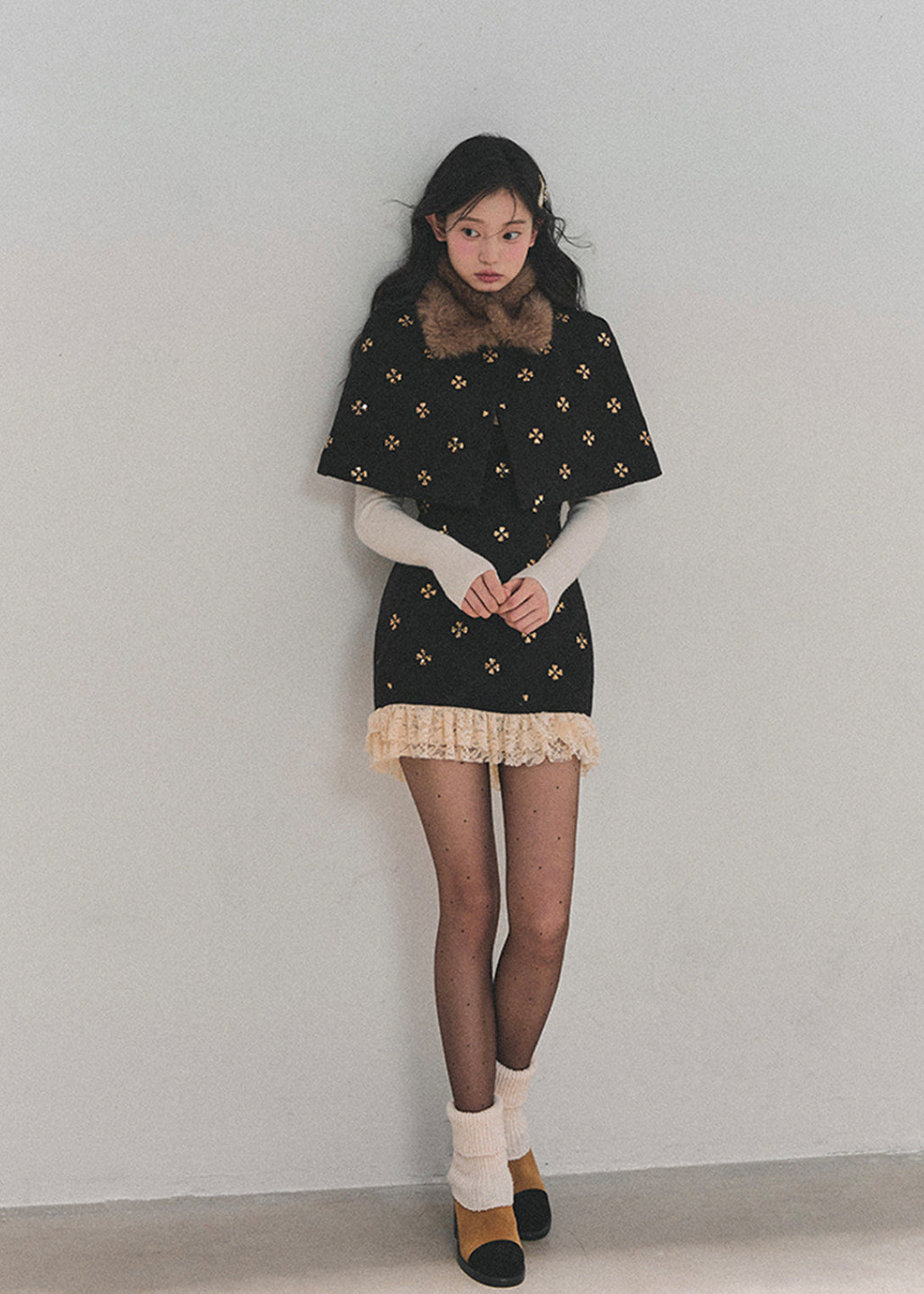 AOMALM dress, French wool dress, winter lace dress, feminine mini dress, Korean style dress, wool short dress women, winter mini skirt dress, elegant winter outfit, French romantic dress, lace hem dress, soft feminine fashion, Korean aesthetic clothing, winter date dress, slim fit wool dress, floral winter dress, cute winter mini dress, luxury feminine dress