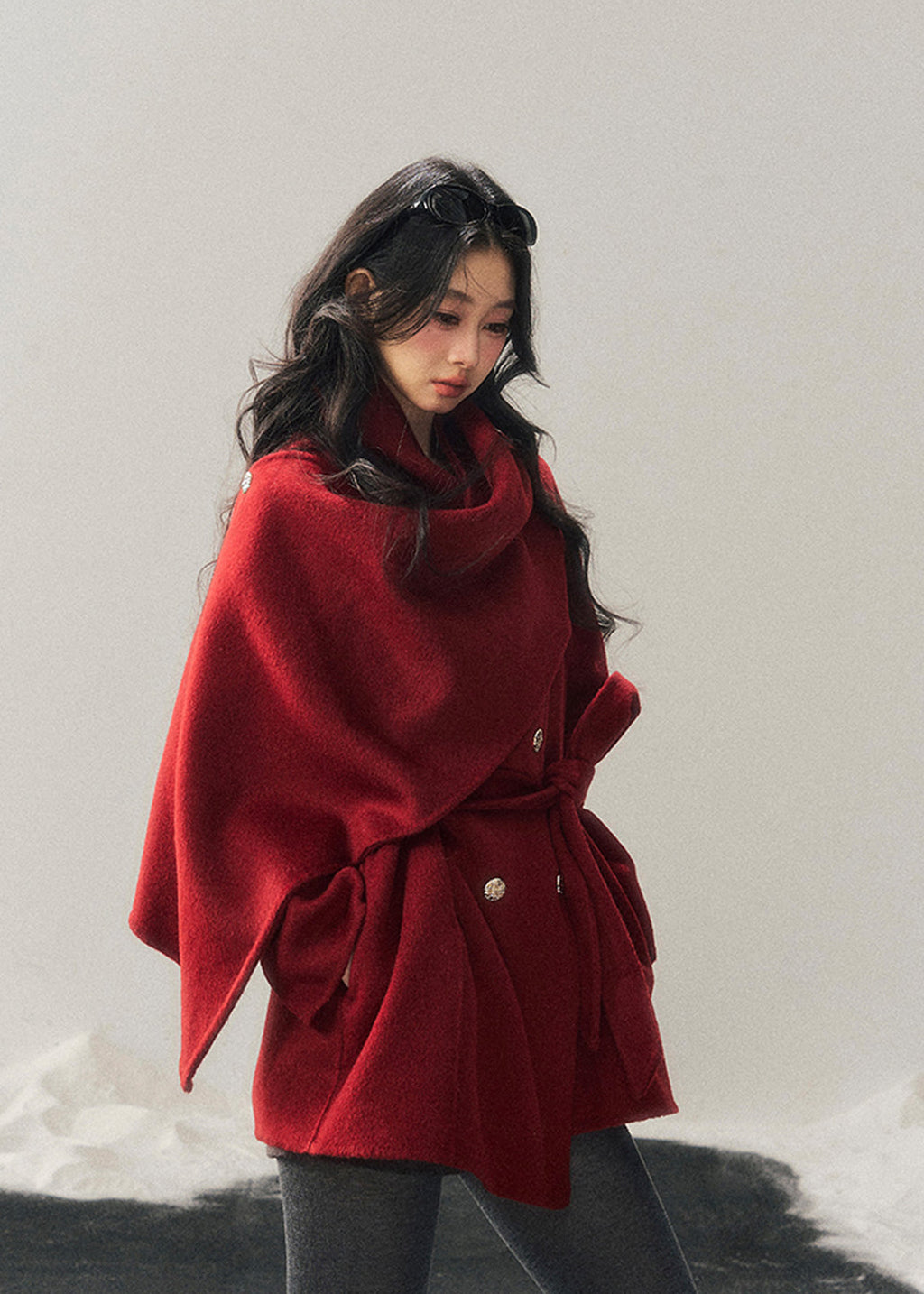 winter wool coat, reversible wool coat, Korean style coat, AOMALM coat, tartan wrap coat, plaid winter jacket, feminine winter coat, wool cape coat, oversized shawl coat, Korean fashion outerwear, winter wrap coat, reversible tartan jacket, warm wool jacket, elegant winter coat, aesthetic Korean outfit, winter fashion women, wool blend coat, Korean girl style coat, trendy winter coat women, autumn winter outerwear