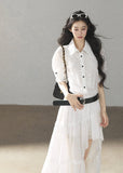 Elegant white long shirt dress for autumn