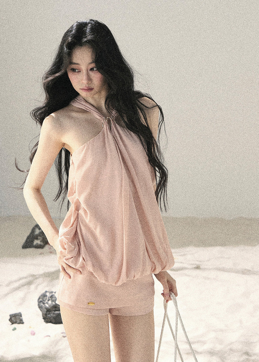 Soft pink French-inspired two-piece summer set