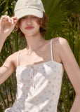 Cream bunny print spaghetti strap cami top