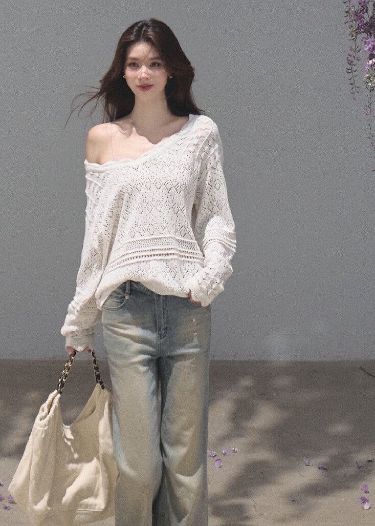 Gradient-wash wide-leg jeans in faded blue and earthy beige
