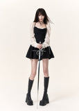 Women's romantic off-shoulder mini dress with lace-up waist detailing