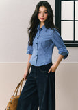 Women’s relaxed dark denim pants with an extra-wide silhouette