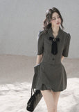 Women’s Parisian-inspired two-piece suit with a flared mini skirt