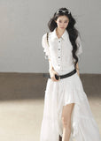 Elegant white long shirt dress for autumn