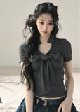 Korean-inspired cropped tee styled with mini skirt