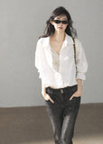 Fake two-piece white shirt with lace camisole detail