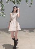 Romantic waist-cinching floral A-line dress