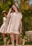 Baby pink floral babydoll mini dress