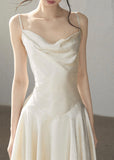 French-inspired satin slip dress in ivory