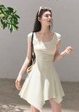 Sleeveless U-neck fit and flare dress in soft mist green