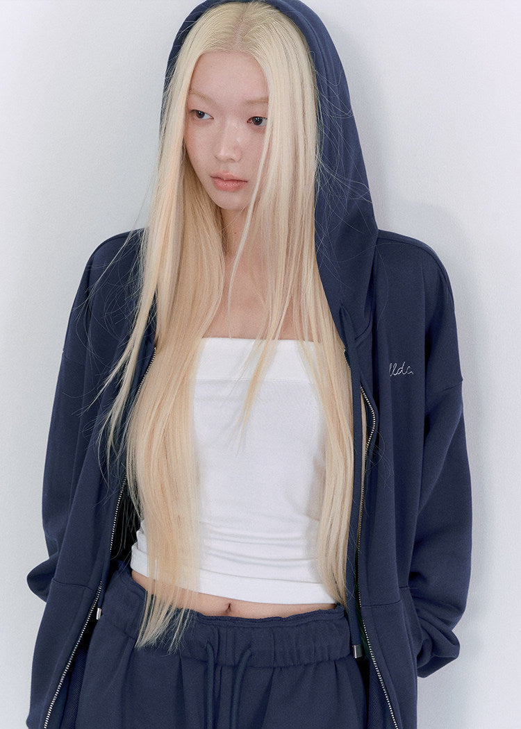 Navy oversized hoodie and relaxed sweatpants matching set for women