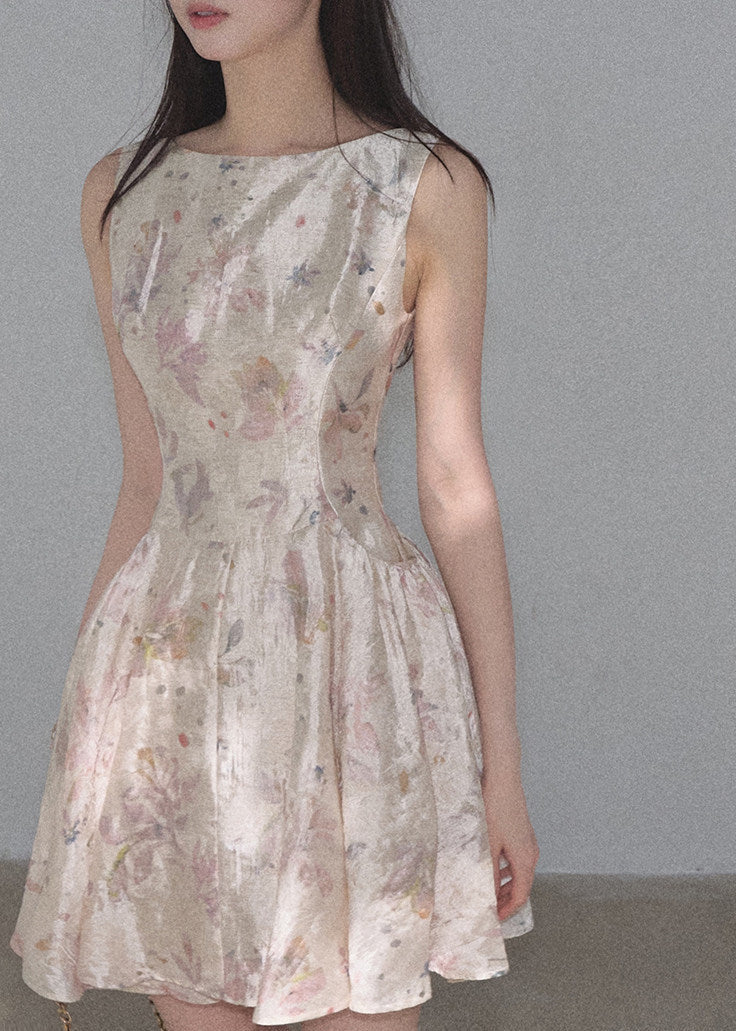 Romantic waist-cinching floral A-line dress
