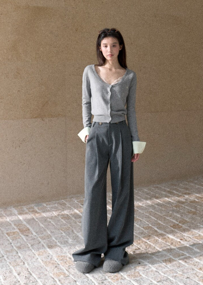 Korean-inspired women's button-front knit cardigan 