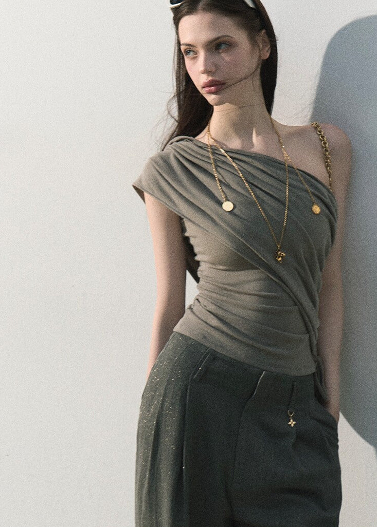 Lightweight asymmetrical summer top with soft lyocell fabric