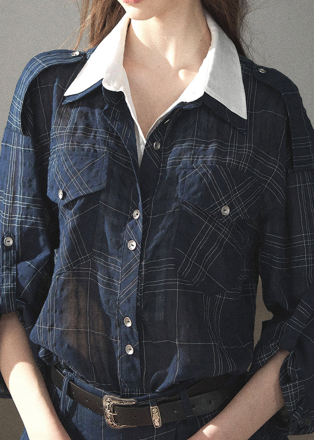 Preppy jacket-style top with matching shorts
