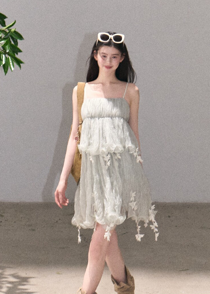 Long mint lace slip dress with delicate straps