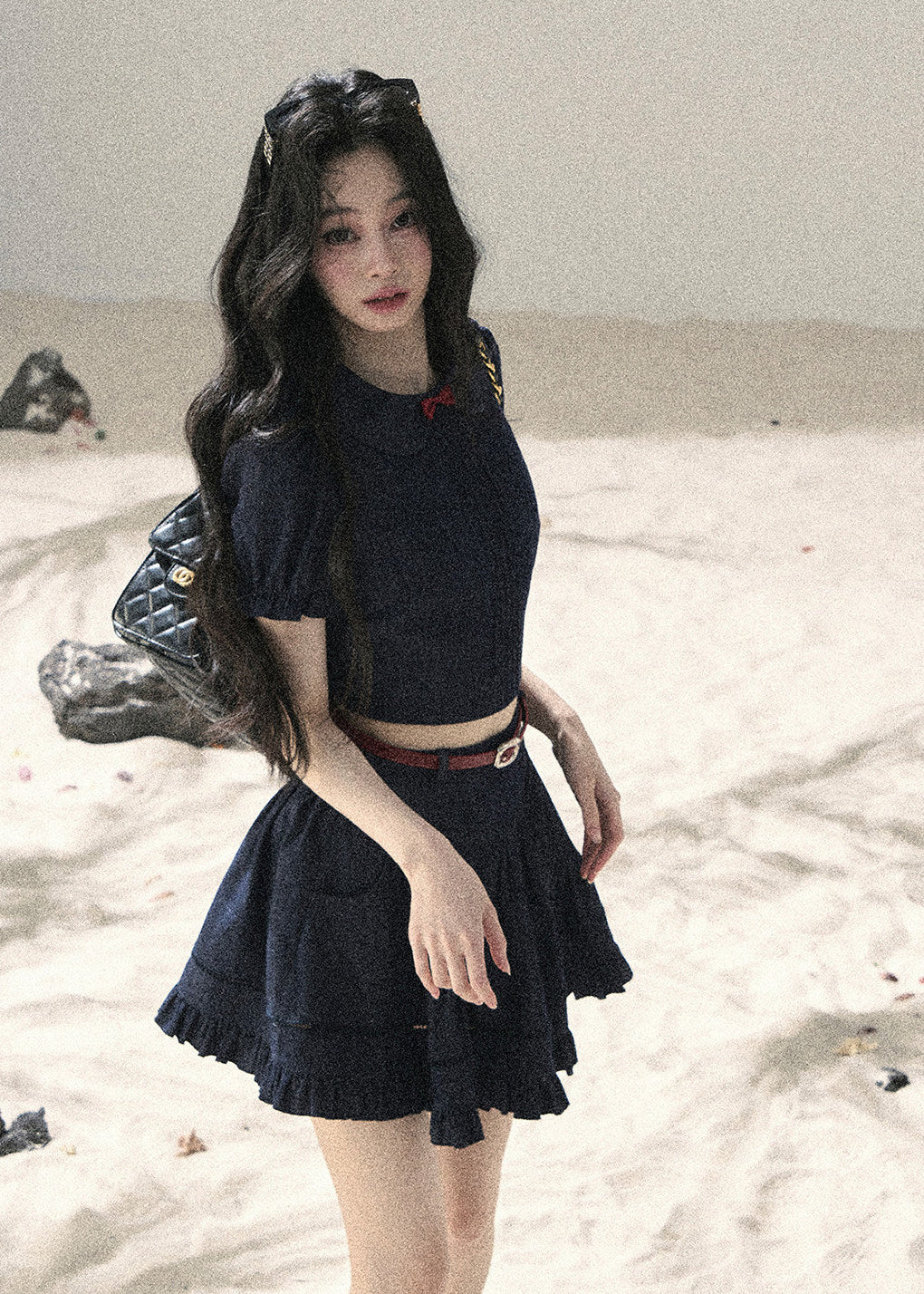 Soft Korean-inspired mini skirt outfit