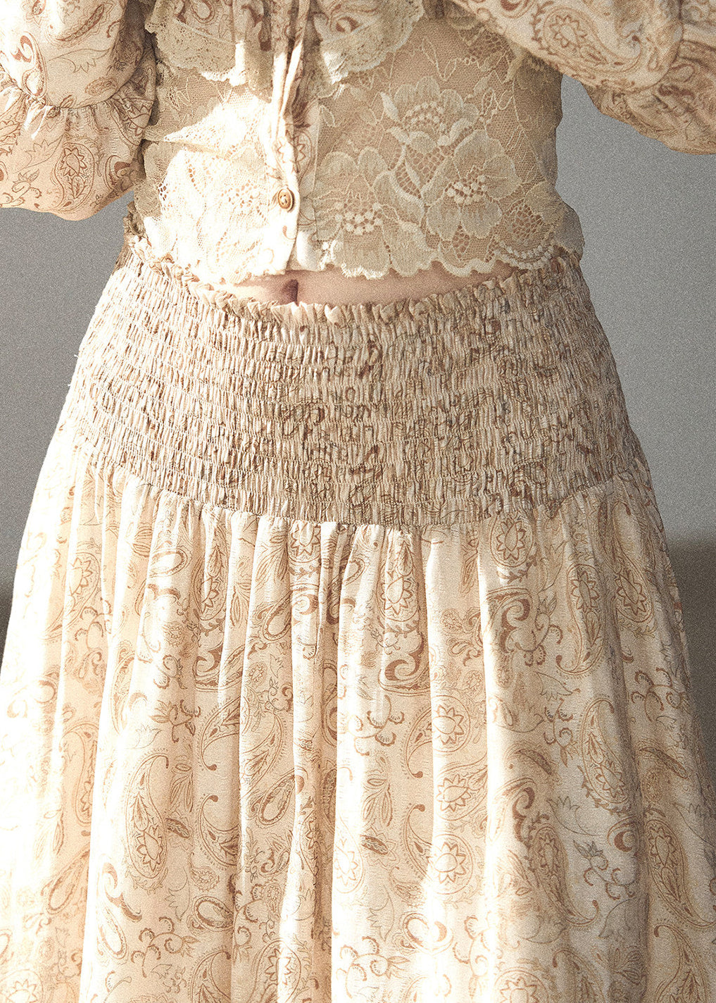 Romantic lace top and long skirt two-piece set