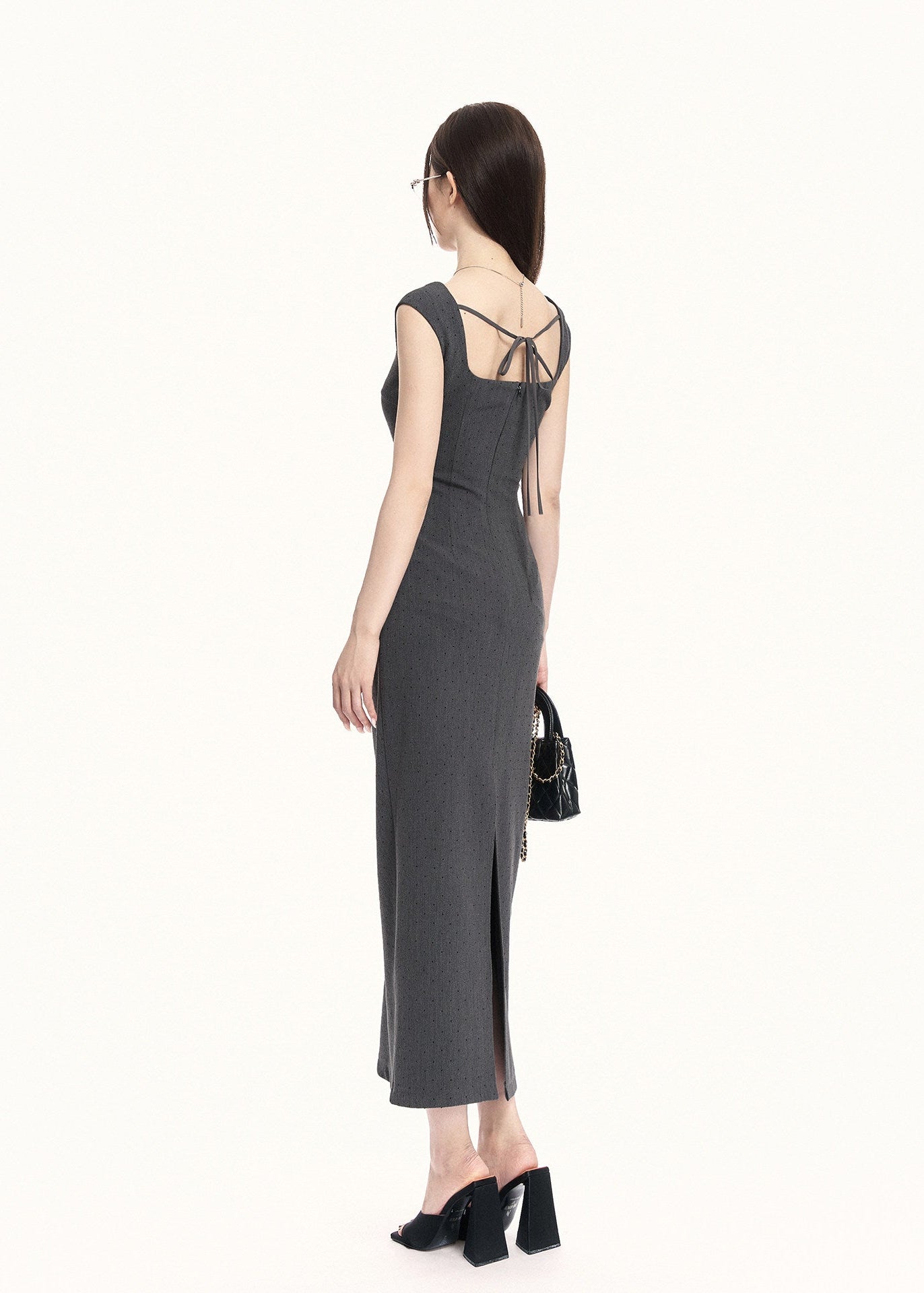 Minimal fitted dress with an edgy vintage look