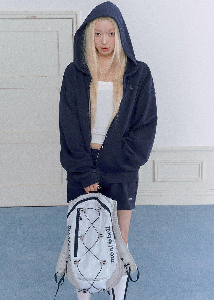 Navy oversized hoodie and relaxed sweatpants matching set for women