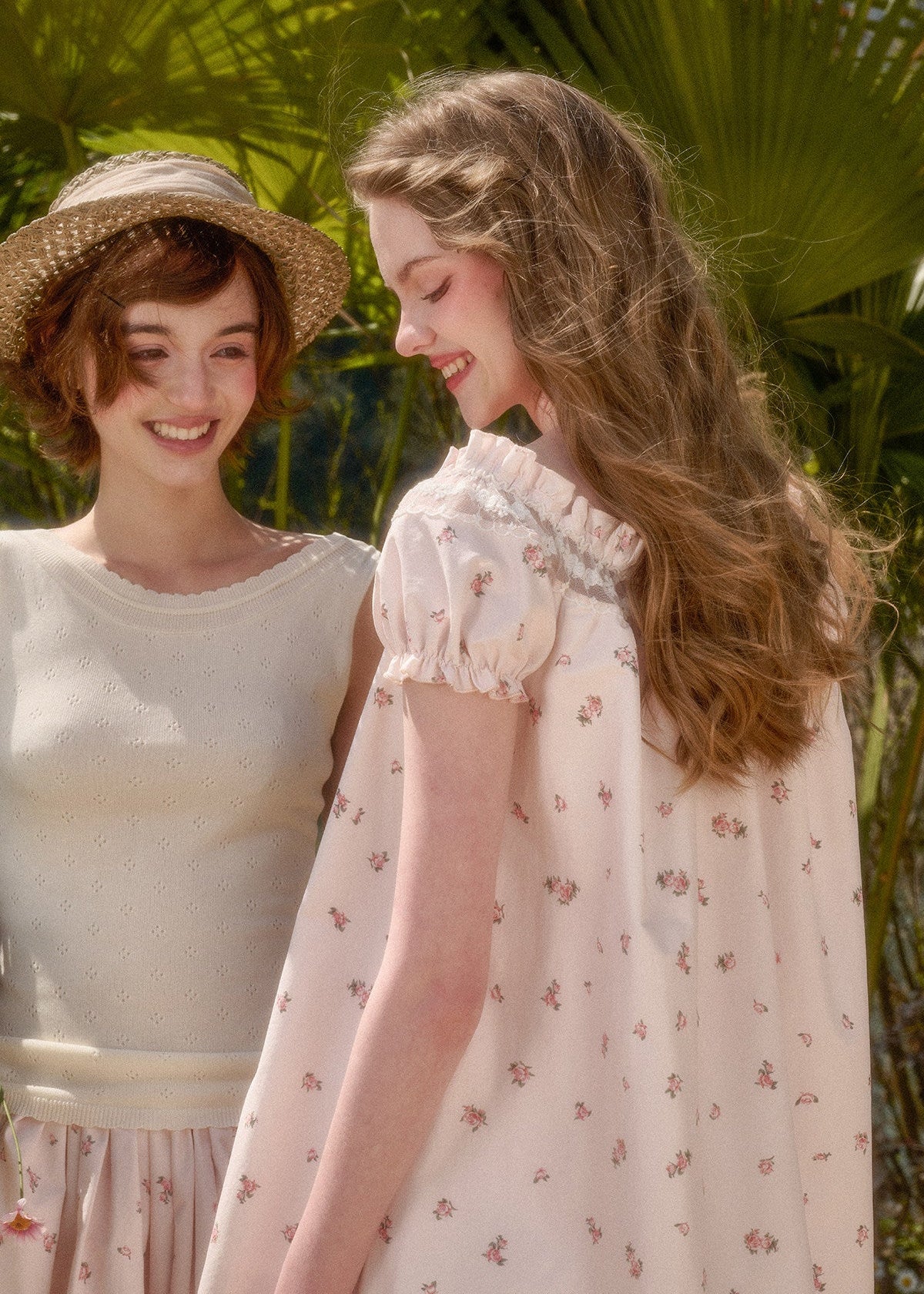 Sweet pink summer dress with delicate hem trim